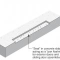 Concrete slab pan flashing for doors