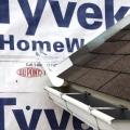 Install the housewrap. Cut housewrap to fit over diverter and tape top of cut