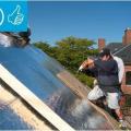 Right - These roof insulation panels are installed in multiple layers with joints offset both vertically and horizontally. The plywood nail base fastened to the roof framing holds the insulation layers together snuggly thus minimizing gaps 