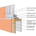 This drawing shows key sill details for a window installation using a fluid-applied flashing on a wall with a fluid-applied water and air control layer