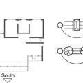 Right: This house plan orients broad building surfaces away from the west and east, trees are used to shade the west and east, and large overhangs shade windows on the south wall