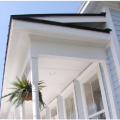 Moisture-resistant plastic and fiber cement exterior trim and cladding are indistinguishable from wood building elements.