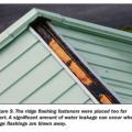Wrong – The ridge flashing fasteners were placed too far apart and did not adequately hold the flashing in place