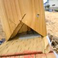 Wrong – The stud should not be positioned over seismic bolts then cut away, which reduces the stud’s load capacity; Shift the stud or specify stud and bolt positions in plans.