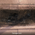 Wrong - Airborne embers can float into holes in damaged vent screens and ignite flammable items in the house or accumulated debris in the vent.