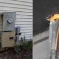 Wrong – This electric wiring hole was filled with foam that is not protected with copper mesh or hardware cloth so rodents could chew through the foam and enter the house (see Solution Center Guide "Reduce Pest Intrusion").