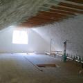 This attic is insulated to R-64 with a hybrid application of 11 inches of open-cell spray foam (R-4.45/in) plus 2 inches of closed-cell spray foam (R-7.4/in) that completely fills the roof rafter cavities and encases the rafters.