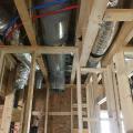 All of the ductwork for the efficient (8.5 HSPF, 15 SEER) heat pump is mastic sealed and installed in conditioned space.
