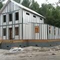 The walls of this mixed-humid location home are constructed with moisture-resistant steel-framed expanded polystyrene R-34 wall panels that are designed to withstand winds up to 200 mph and level D seismic forces.