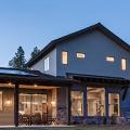 Awnings, overhangs, and porches shield windows and doors from sun, rain, and snow in this sunny mountain locale.