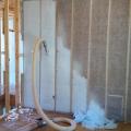 The use of blown-in fiberglass insulation allows the double wall cavity to be filled in completely with no voids that could create cold spots in the walls.
