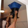 Measure the air flow of an exhaust fan with a flow hood