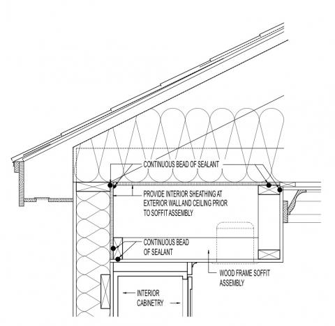 Dropped Ceiling Soffit Below Unconditioned Attic Building