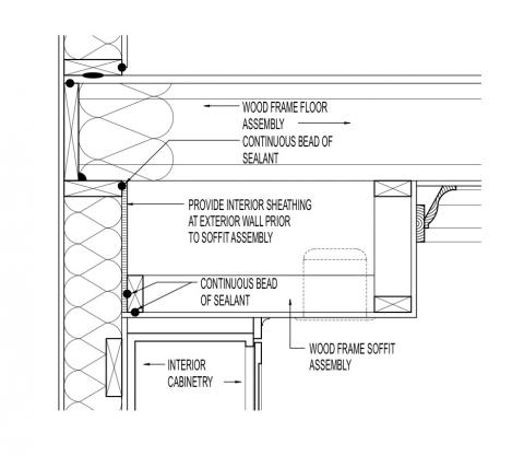 Air seal at cabinet soffit - two-story | Building America ...