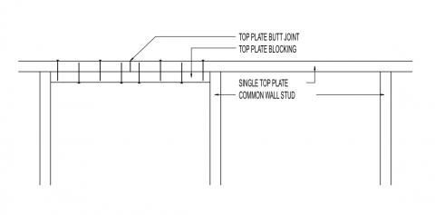 Single top plate with centered joint splice