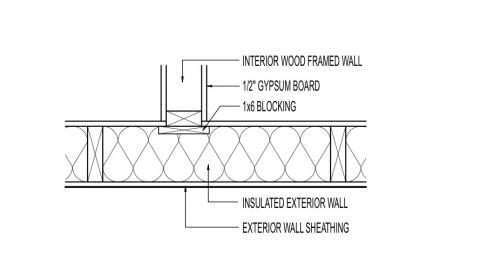 Interior intersecting wall with 1x6
