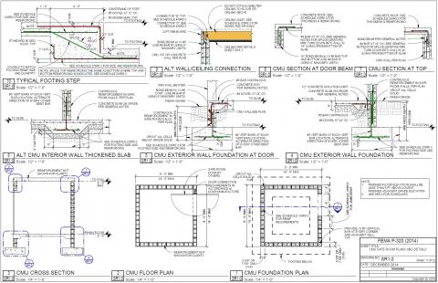 FEMA P-320 Safe Room Design CMU Plans and Details