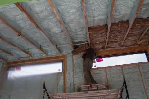 This Vaulted Ceiling Has 7 Inches Of Closed Cell Spray Foam Plus