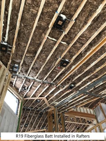 Fiberglass batt ceiling insulation