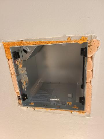 Larger gaps can be filled with rigid foam which is spray foamed into place
