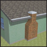 A masonry chimney is shortened and capped at roof level to reduce its chances of detaching in high winds or earthquakes; the fireplace can no longer be used. 