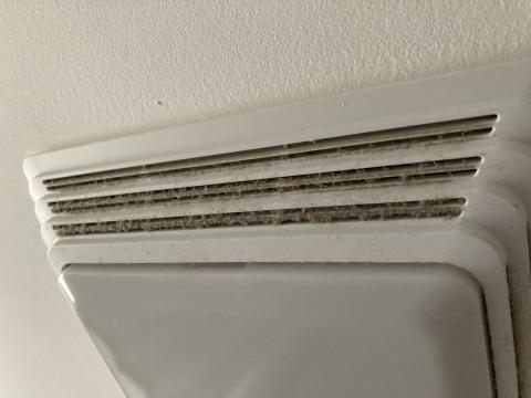 This bathroom exhaust fan needs to be cleaned