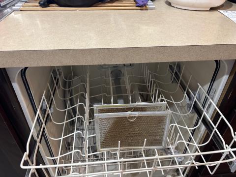Washable range hood fan filters can be washed in the dishwasher.
