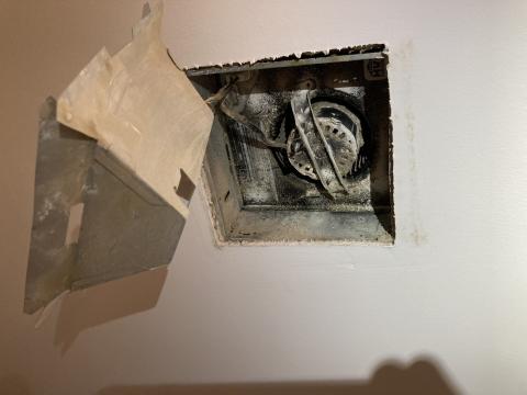 The light fixture is connected to the exhaust fan with an electric wire which is sometimes hard wired but in this case is plugged in so it can be unplugged to clean the light fixture and access the fan for cleaning