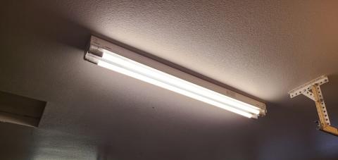 This ceiling fixture has linear LEDs