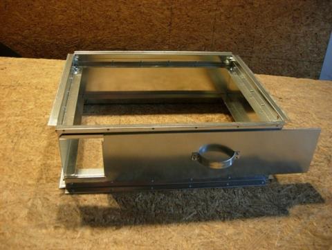 Example of an HVAC air filter slot with a sliding cover door.
