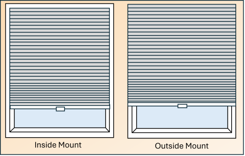 Cellular blinds can be mounted either inside or outside of the window well.