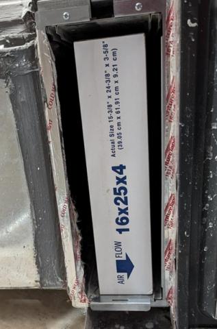 If the air filter is quite loose in the slot, you can add adhesive weatherstripping foam tape around the perimeter of the cardboard frame to minimize the amount of air passing around the filter.