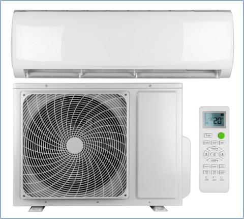 This MSHP operates with 120 volts power, has an EER of 18 Btu/Wh, uses about 800 W at full output, and operates remotely with a smart home control system
