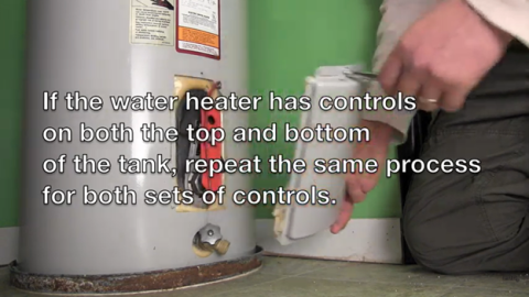 On some water heaters, the temperature controls are behind an access panel; if the water heater has two access panels, remove both panels to check and set temperature controls.