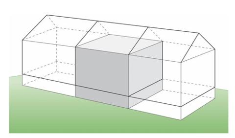 Compartmentalization isolates each dwelling unit within a rowhouse, preventing horizontal airflow between units 