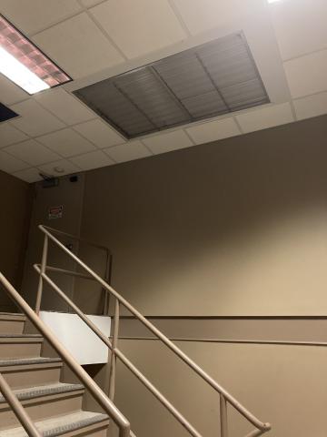 This multistory stairwell has an automatic damper that is integrated with the engineered smoke control system.