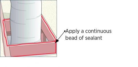 Seal all wood framing joints surrounding the chase with sealant and lay a bead of sealant on top edge of chase framing