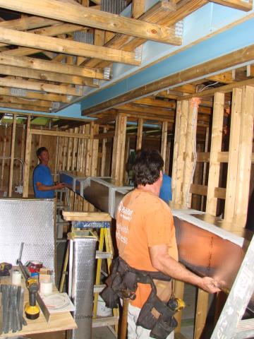 Well sealed duct lifted into raised ceiling chase
