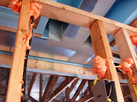 Run-out duct is sealed with mastic