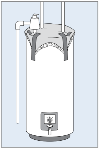 Use a square piece of insulation, secured with heat-resistant tape, to insulate the top of your electric water heater.