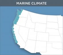 Map of the Marine region of the United States.