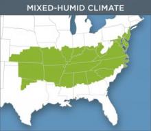 Map of the Mixed-Humid region of the United States.