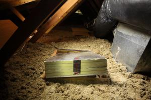 Right - This attic catch cover is insulated with rigid foam