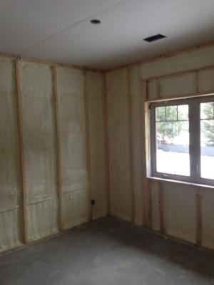This home’s 2x6 advanced framed walls are insulated and air sealed with 3 inches of closed-cell spray foam.