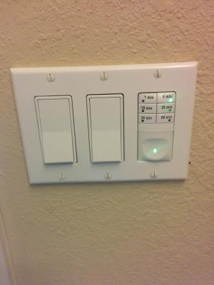 Bathroom exhaust fans are timer-operated to encourage removal of moisture from the home.