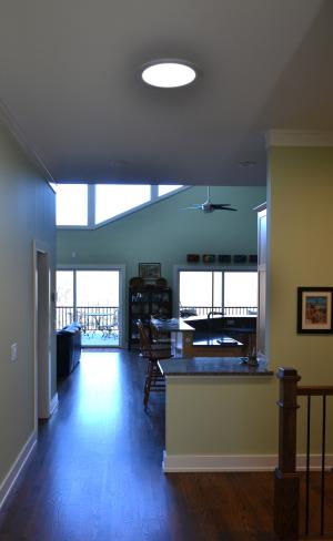 Solar tubes bring daylight into interior spaces in the home.