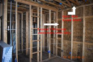 Advanced framing techniques including 2x6 walls spaced at 24 inches on center and ladder blocking at wall intersections allow more space for insulation in the wall cavities while open-web floor joists provide space between floors for ducting.