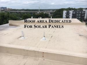 A waterproof layer of thermoplastic olefin is laid down before installing the solar panels.
