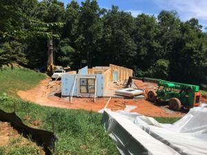 Right – This modular home consists of prebuilt wall panels that are assembled on site.