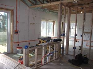 When wiring is installed in ICF walls, openings made for wire runs should be air-sealed with caulk.